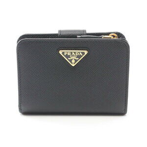 Prada SAFFIANO Triangle Bifold Wallet Leather Black